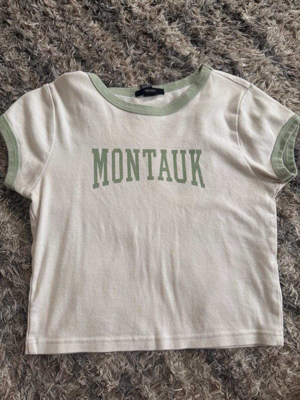 Forever 21 Cream Ringer Tee with Sage Green Trim